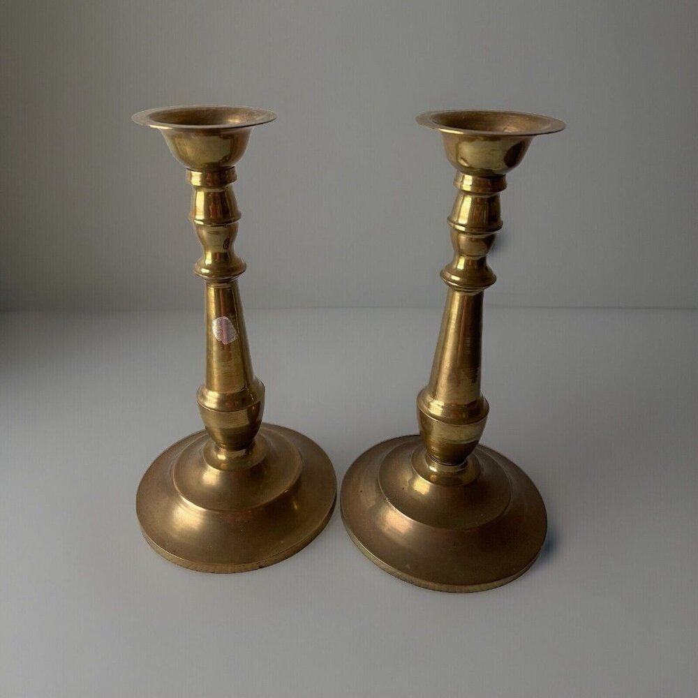 Vintage Brass Candlesticks Candle Holders FarEastern Designs MCM Heavy 4 lbs 13.